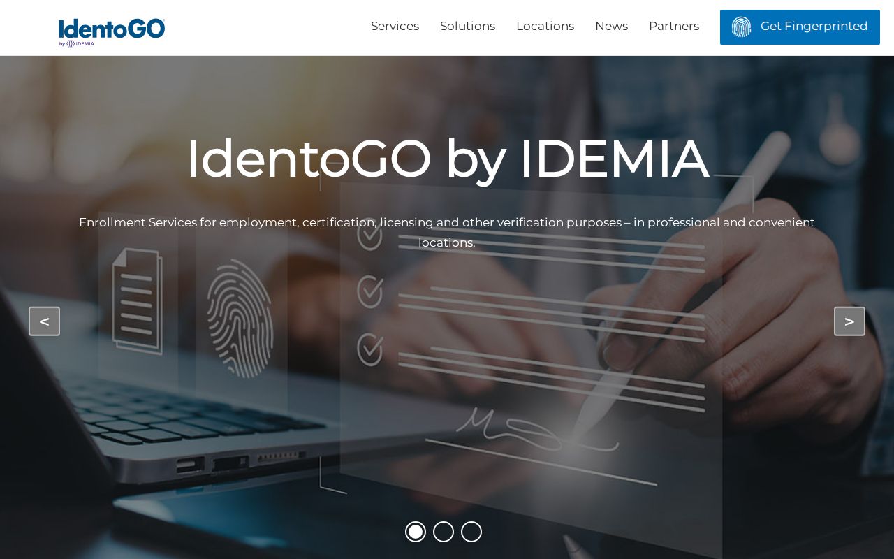 IdentoGO fingerprint appointment scheduling interface for West Virginia record review