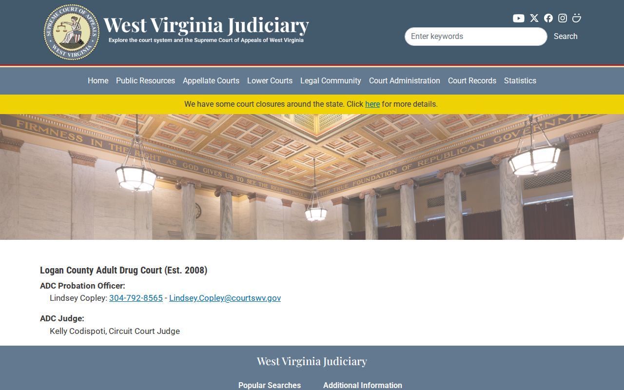 West Virginia Judiciary Logan Adult Drug Court program page