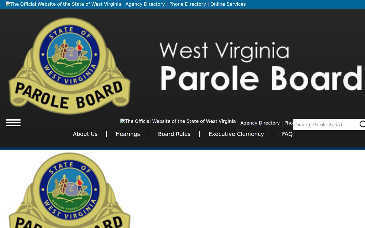 West Virginia Parole Board hearing process page
